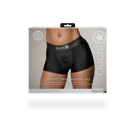 Ouch! by shots Vibrerende Strap-on Boxer - M/L - Zwart (8714273937797)