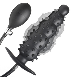 Xr brands Ass Puffer - Nubbed Inflatable Silicone Anale Plug - Zwart (848518052346)