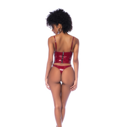 Mapalé Twee Delige Bustier Set - M - Glanzend Wijnrood (190602113052)