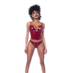 Mapalé Twee Delige Bustier Set - M - Glanzend Wijnrood (190602113052)