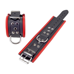 Red leather Leren Handboeien - Rood/Zwart (3701019809703)