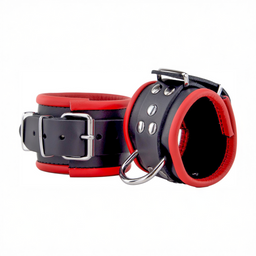 Red leather Leren Handboeien - Rood/Zwart (3701019809703)