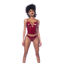 Mapalé Twee Delige Bustier Set - L - Glanzend Wijnrood (190602113069)