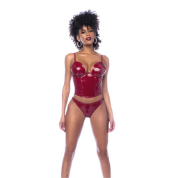 Mapalé Twee-delige Bustier Set - XL - Glanzend Wijnrood (190602113076)