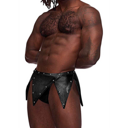 Male power Eros - Gladiator Kilt Ontwerp met een Aangekleed Thong - S/M - Zwart (845830085922)
