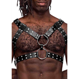 Male power Gemini - Imitatie Leren Harnas - One Size - Zwart (845830085953)