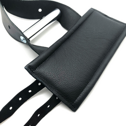 Red leather Deluxe Leren Opschorting Handboeien - Zwart (3701019810341)