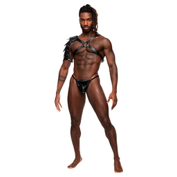 Male power Aquarius - Imitatie Leren Harnas - One Size - Zwart (845830087155)