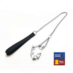 Red leather Leiband met Choker voor Penis - Zwart/Zilver (3701019810617)