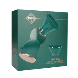 Pumped by shots Exquise - Oplaadbare Vulva- en Borstpomp - Bosgroen (8714273054869)