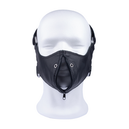 Red leather Leren Masker met Rits - Zwart (3662811296835)