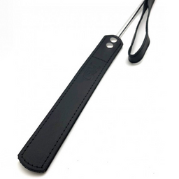 Red leather Zweep - Metaal en Leer - 52 cm - Zwart/Zilver (3701019810525)