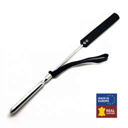 Red leather Zweep - Metaal en Leer - 52 cm - Zwart/Zilver (3701019810525)