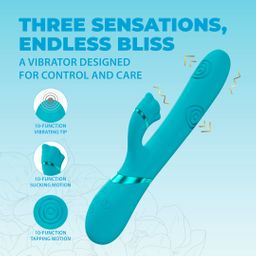 Vive by shots Fiore - G-Spot Air Wave Vibrerende en Kloppende Flared Clitorale Stimulator - Blauw (8714273059024)