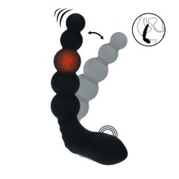 Levelz by shots Vibrerende Verwarmende Buigbare Tapping Beaded Siliconen Prostaat Stimulator - Zwart (8714273067616)