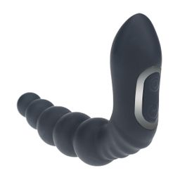 Levelz by shots Vibrerende Verwarmende Buigbare Tapping Beaded Siliconen Prostaat Stimulator - Zwart (8714273067616)