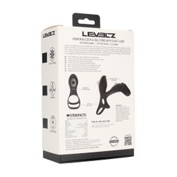 Levelz by shots Vibrerende Siliconen Cock- en Ballenring met Schachtlus - Zwart (8714273067777)