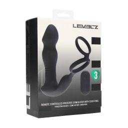 Levelz by shots Afstandsbediening Vibrerende Duwende Kom-Hier Siliconen Prostaat Stimulator met Cockring - Zwart (8714273067999)
