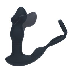 Levelz by shots Afstandsbediening Vibrerende Duwende Kom-Hier Siliconen Prostaat Stimulator met Cockring - Zwart (8714273067999)