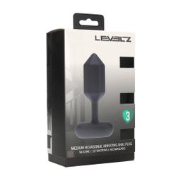 Levelz by shots Hexagonale Vibrerende Siliconen Anale Plug - M - Zwart (8714273067494)