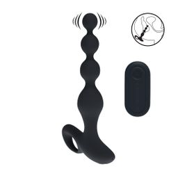 Levelz by shots Afstandsbediening Parels Vibrerende Siliconen Anale Plug - Zwart (8714273068200)