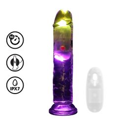 Realrock by shots LED Vibrating Straight Cock - 7 / 18 cm - Transparent (8714273059628)
