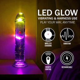 Realrock by shots LED Vibrating Straight Cock - 7 / 18 cm - Transparent (8714273059628)