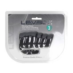 Levelz by shots Vibrerende Geribbelde Siliconen Cock Sleeve en Ball Ring - Zwart (8714273067319)