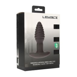Levelz by shots Vibrerende en Draaiende Geribbelde Siliconen Anale Plug - Zwart (8714273067753)