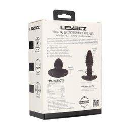 Levelz by shots Vibrerende en Draaiende Geribbelde Siliconen Anale Plug - Zwart (8714273067753)