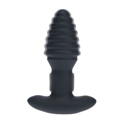 Levelz by shots Vibrerende en Draaiende Geribbelde Siliconen Anale Plug - Zwart (8714273067753)