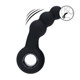 Levelz by shots Vibrerende Parelsilicone Prostaatmassager met Lussysteem - Zwart (8714273067357)