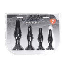 Levelz by shots Slim Siliconen Anale Plug Set van 4 - S/M/L/XL - Zwart (8714273066190)