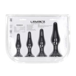 Levelz by shots Slim Siliconen Anale Plug Set van 4 - S/M/L/XL - Zwart (8714273066190)