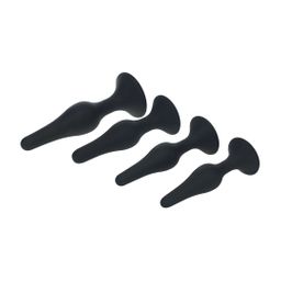 Levelz by shots Slim Siliconen Anale Plug Set van 4 - S/M/L/XL - Zwart (8714273066190)