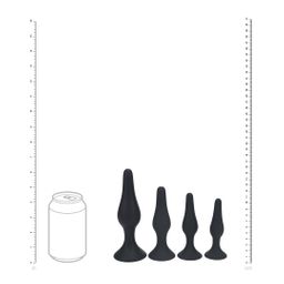 Levelz by shots Slim Siliconen Anale Plug Set van 4 - S/M/L/XL - Zwart (8714273066190)
