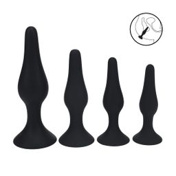 Levelz by shots Slim Siliconen Anale Plug Set van 4 - S/M/L/XL - Zwart (8714273066190)