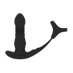 Levelz by shots Vibrerende en Duwende Siliconen Prostaatmassager met Tri O Cockring - Zwart (8714273067913)