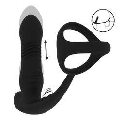 Levelz by shots Vibrerende en Duwende Siliconen Prostaatmassager met Tri O Cockring - Zwart (8714273067913)