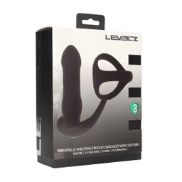 Levelz by shots Vibrerende en Duwende Siliconen Prostaatmassager met Tri O Cockring - Zwart (8714273067913)