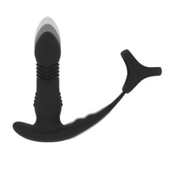 Levelz by shots Vibrerende en Duwende Siliconen Prostaatmassager met Tri O Cockring - Zwart (8714273067913)