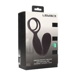 Levelz by shots Vibrerende Siliconen Prostaatstimulator met Cock- en Ballring - Zwart (8714273067678)