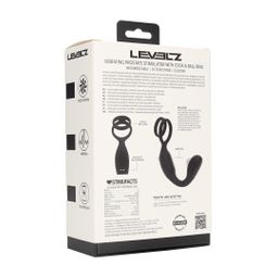 Levelz by shots Vibrerende Siliconen Prostaatstimulator met Cock- en Ballring - Zwart (8714273067678)