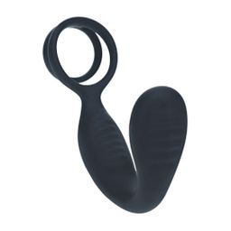 Levelz by shots Vibrerende Siliconen Prostaatstimulator met Cock- en Ballring - Zwart (8714273067678)