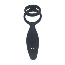 Levelz by shots Vibrerende Siliconen Prostaatstimulator met Cock- en Ballring - Zwart (8714273067678)