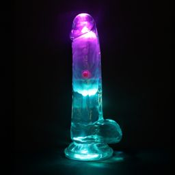 Realrock by shots LED Vibrating Straight Cock with Balls - 6 / 15 cm - Transparent (8714273059611)