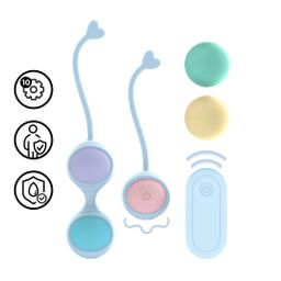 Loveline by shots Vibrating and 5 Weight Interchangeable Kegel Kit with Remote Control - Purple (8714273026491)