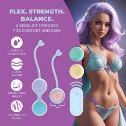 Loveline by shots Vibrating and 5 Weight Interchangeable Kegel Kit with Remote Control - Purple (8714273026491)