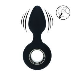 Levelz by shots Vibrerende Siliconen Anale Plug met Lus - Zwart (8714273067333)
