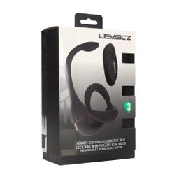 Levelz by shots Afstandsbediening Vibrerende Siliconen Tri O Cockring met Prostaatstimulator - Zwart (8714273067791)